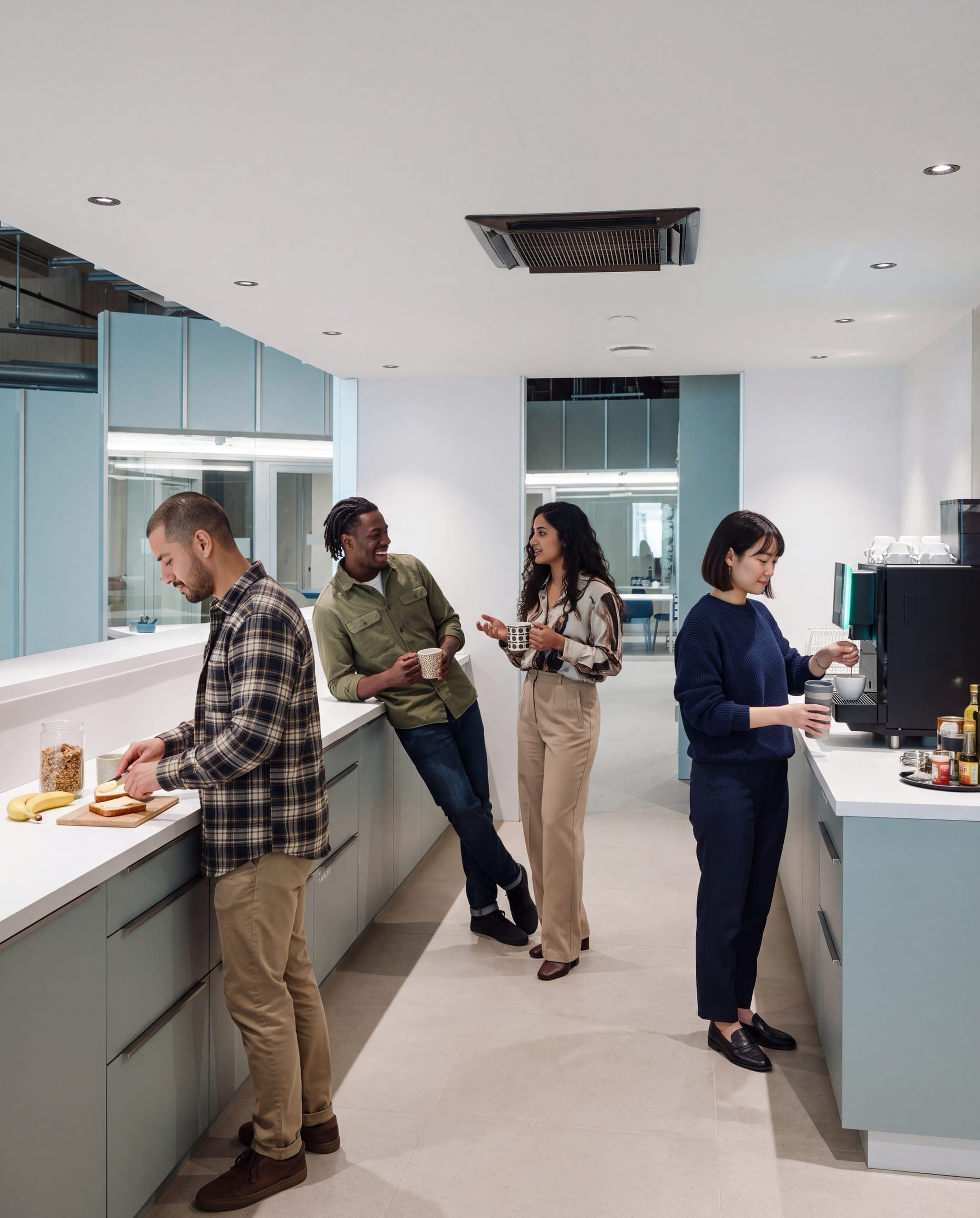 The shared kitchen on the campus