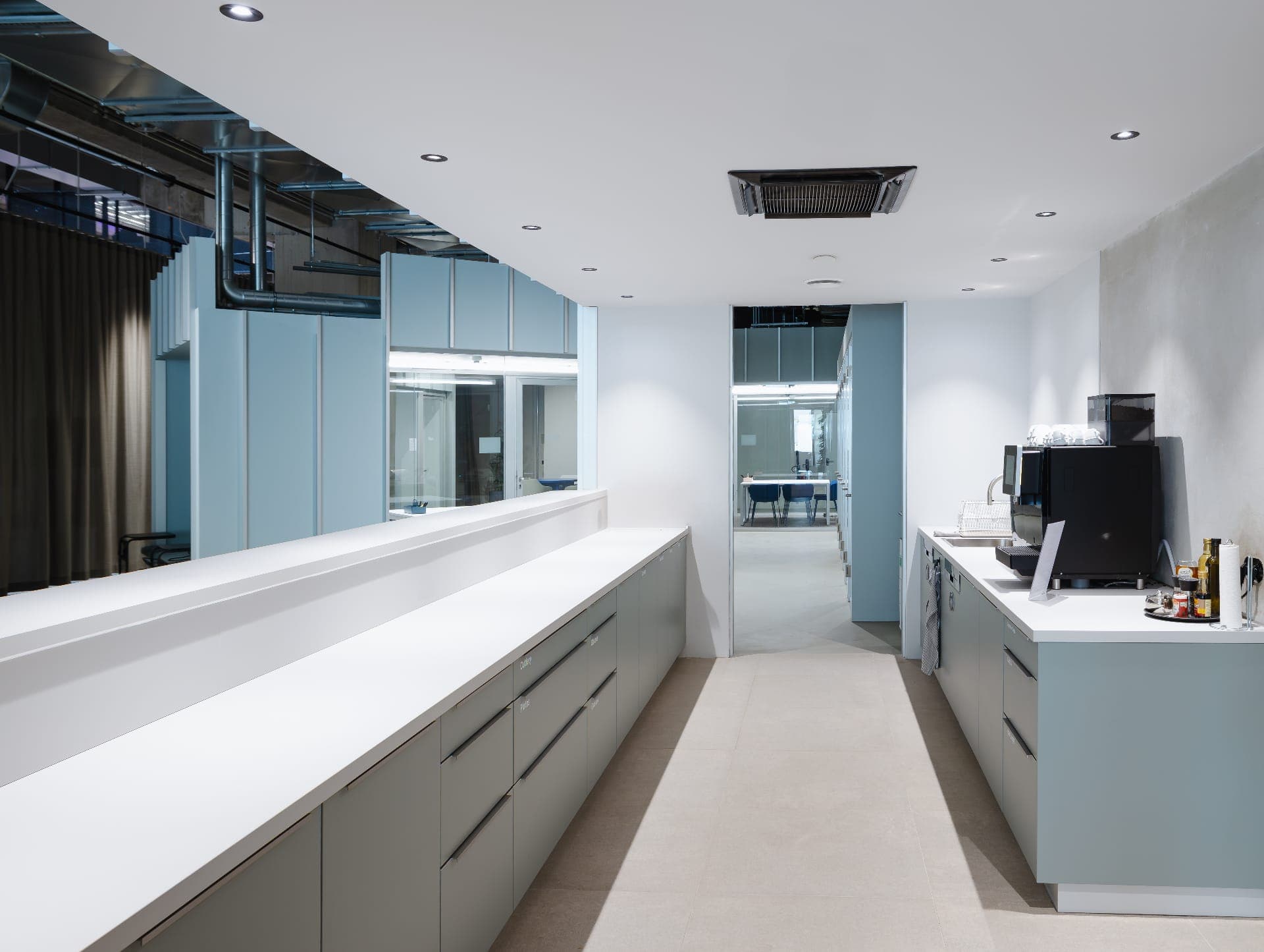 The shared kitchen on the campus